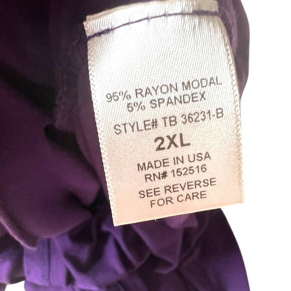 Molly & Isadora Purple Strappy Modal Rayon Short Sleeves Stretch Top Sz 2X - Picture 8 of 9